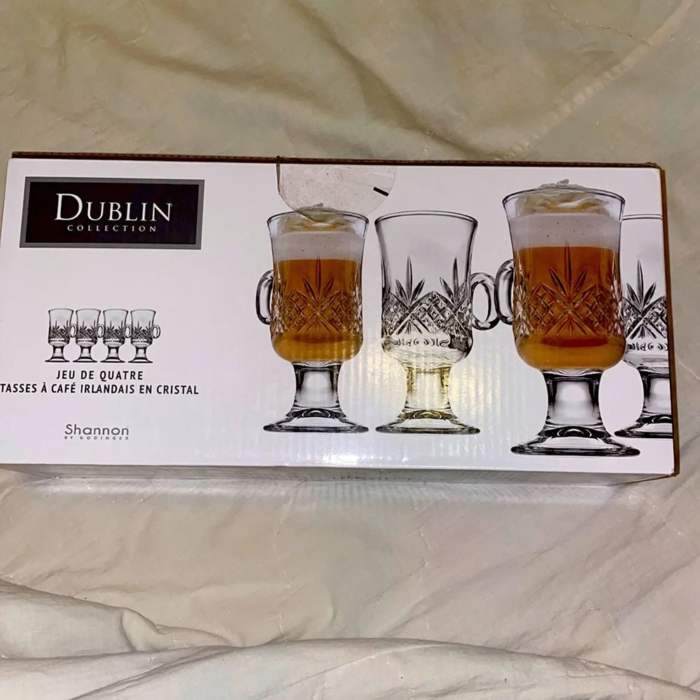 BN in Box 4 pcs Irish coffee glasses by Shannon godinger